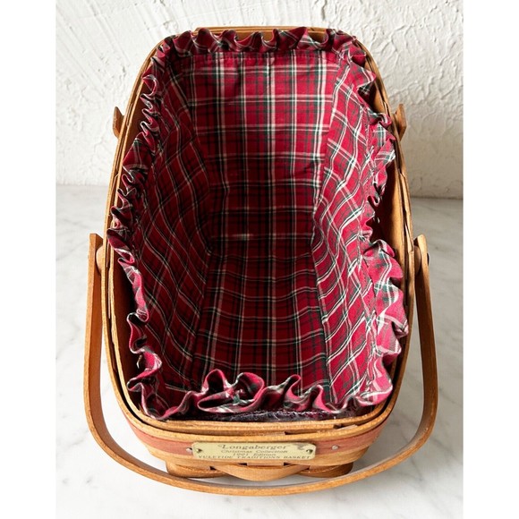 Longaberger Basket Christmas 1991 Yuletide Traditions Basket Plaid Fabric Liner - Picture 5 of 14